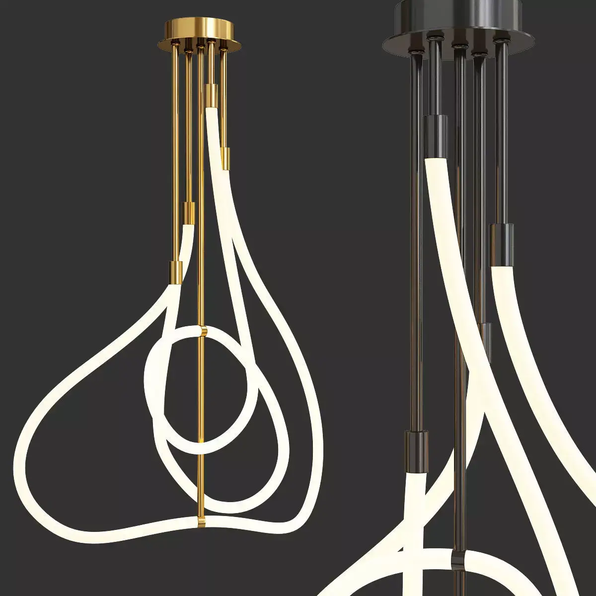 GLORIFY C modern pendant light with gold and lights Low-poly 3D model