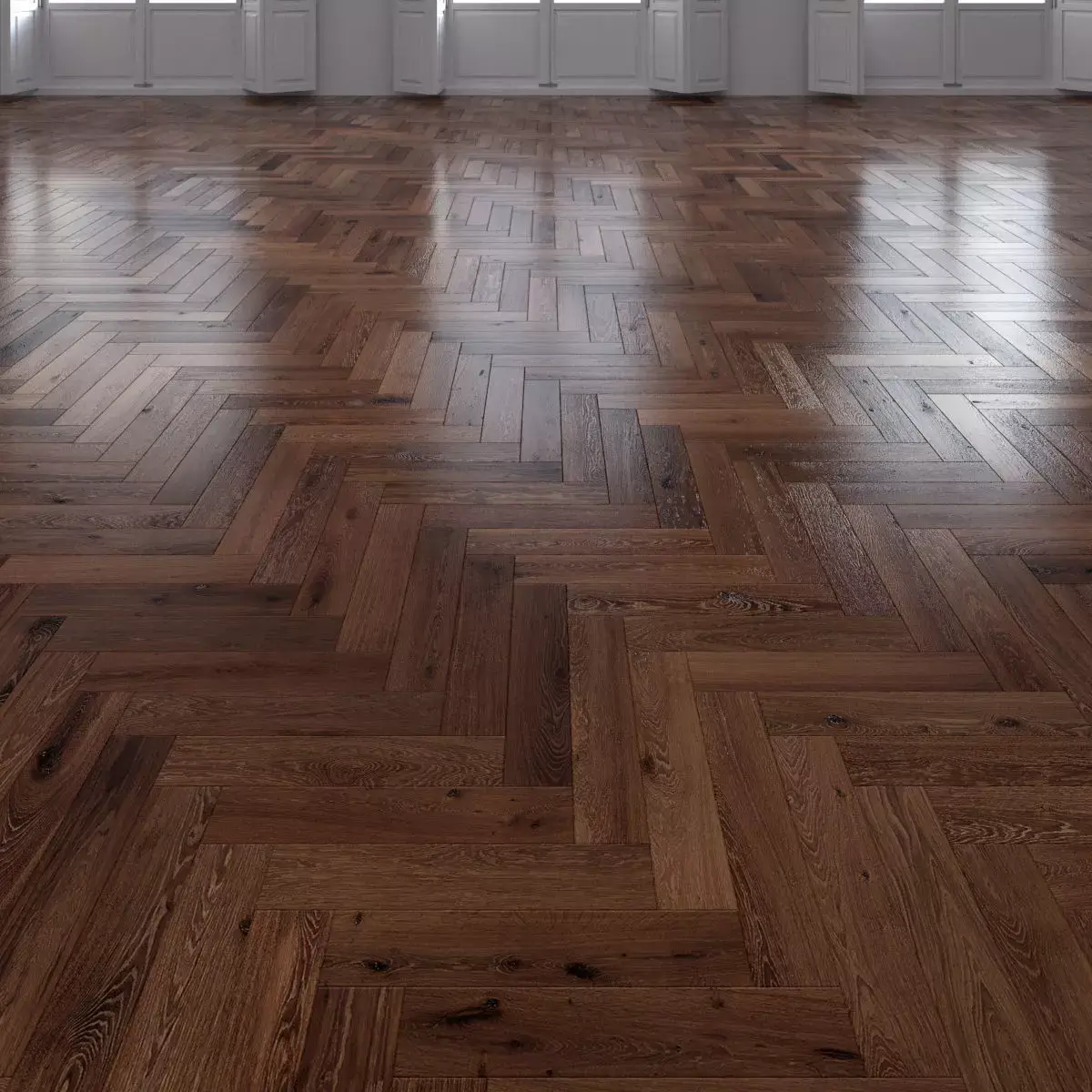 Oak Herringbones dark floor 3 3D model