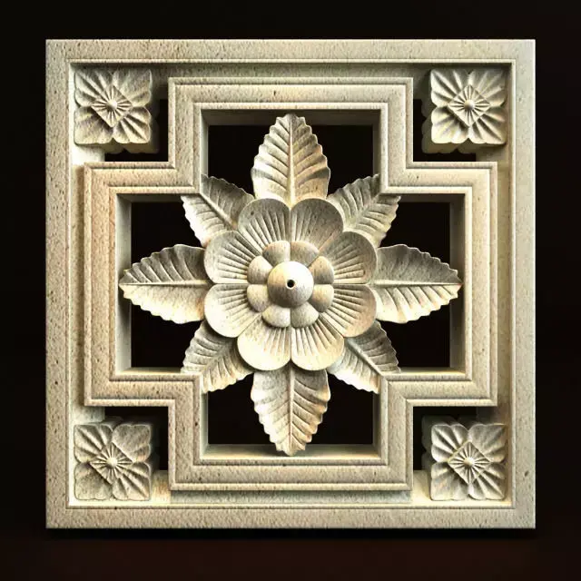 Carving flower in decorative frame 3D model