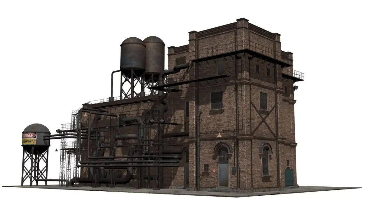 old industrial building  Low-poly 3D model