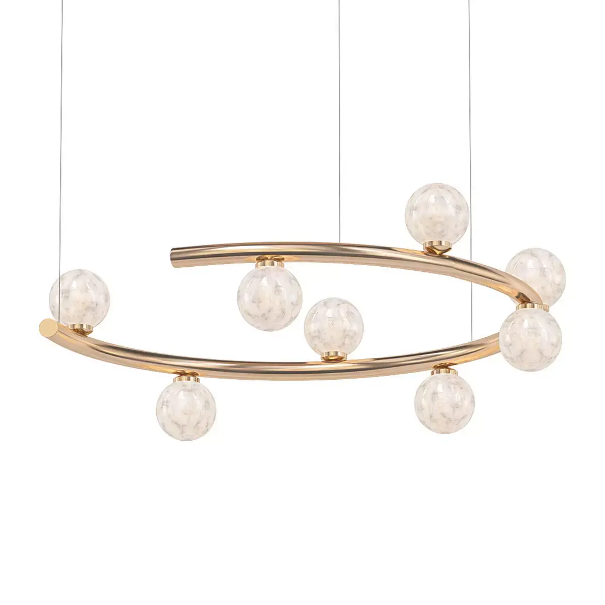 IMERENSE gold chandelier with balls hanging from it 3D model