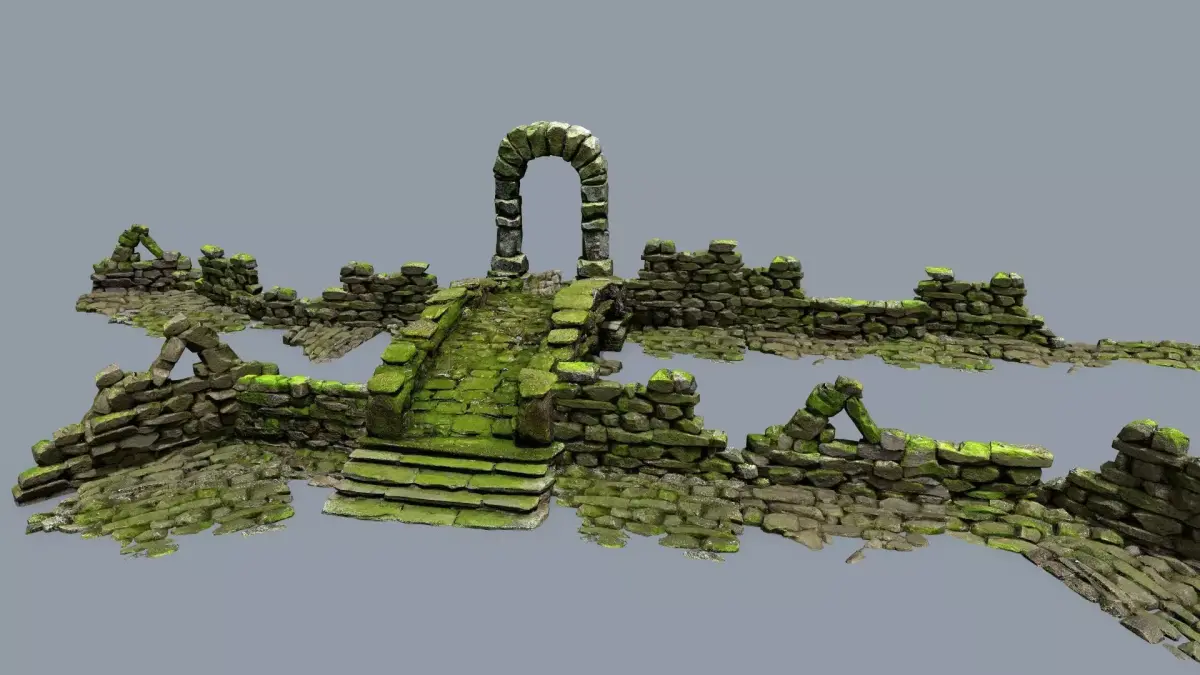 Ruin set Low-poly 3D model 2