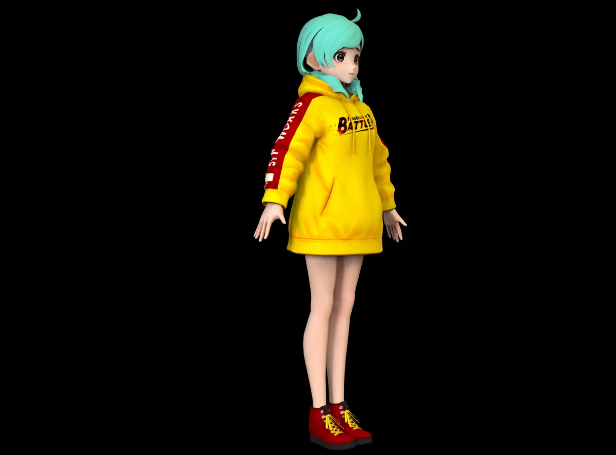 game ready Low Poly Anime Character 3