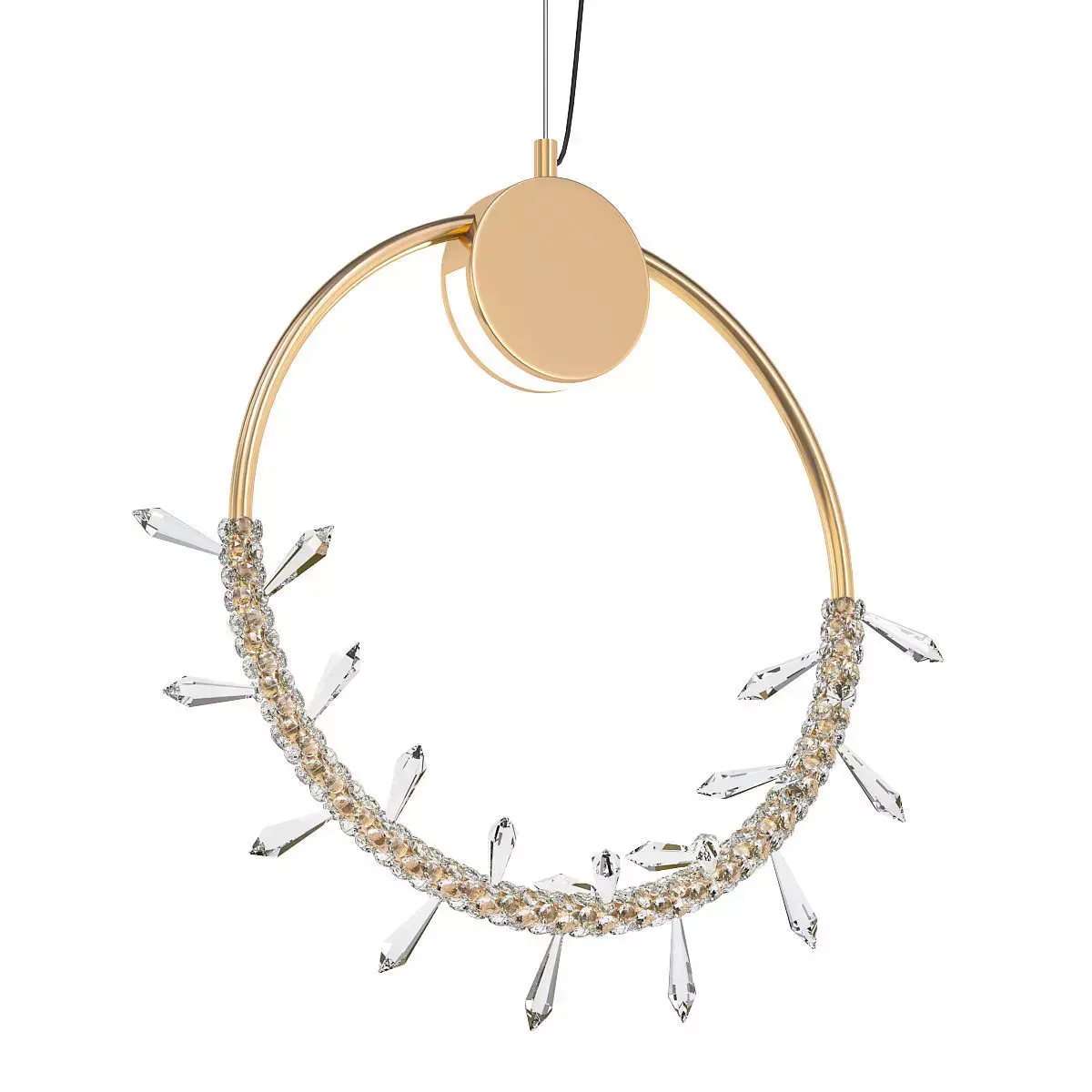 ALIANA gold and crystal hoop pendant 3D model