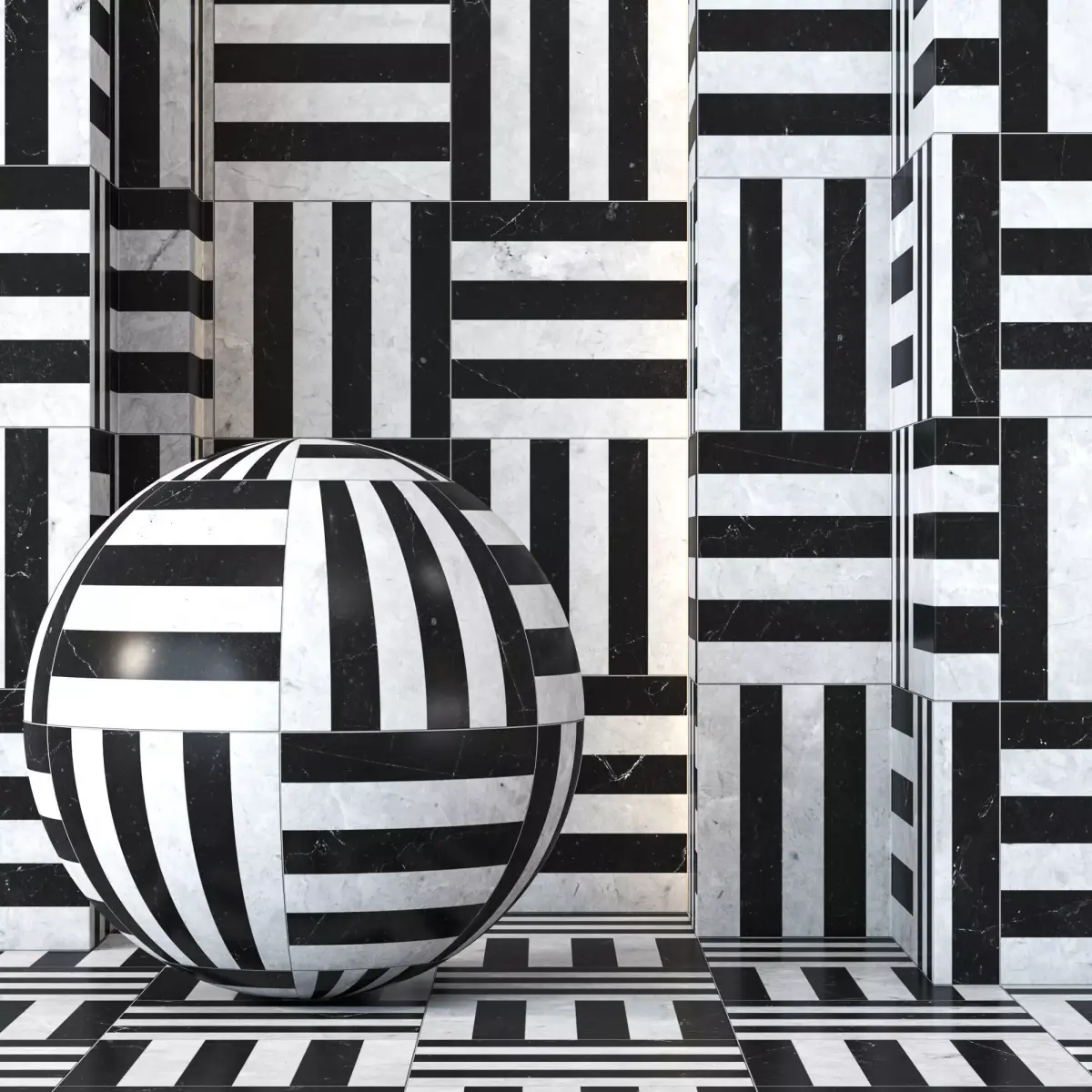Black and White Tile Flooring 4K - Seamless Texture