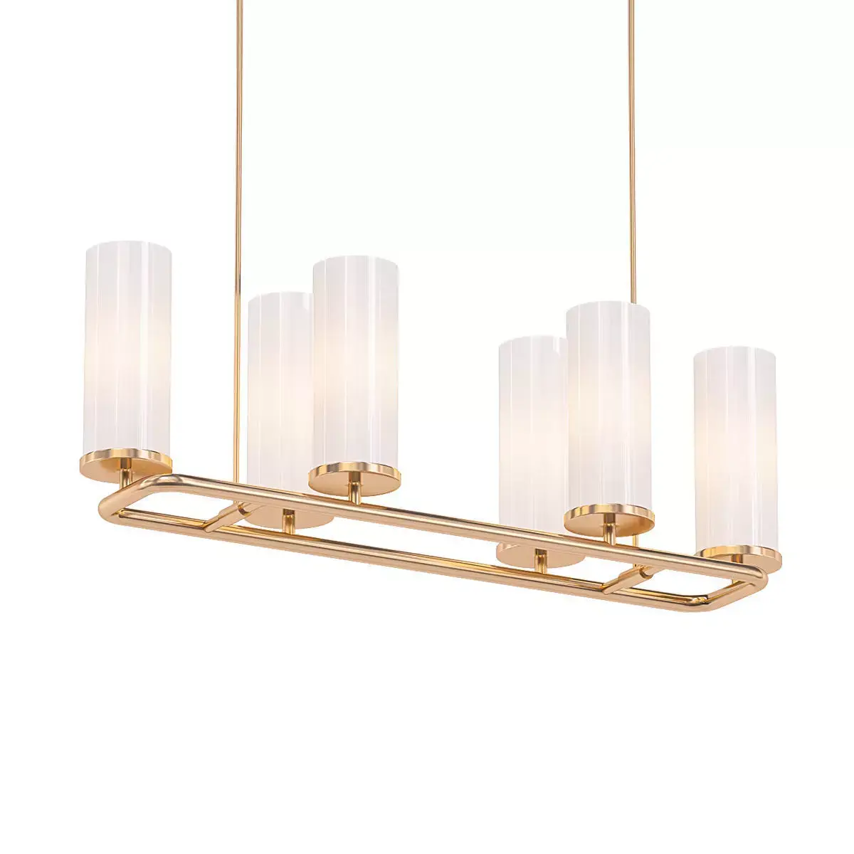 SL033 six light chandelier in gold with glass cylinders 3D model