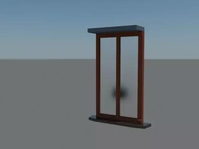 window low poly model wooden door with glass Free low-poly 3D model