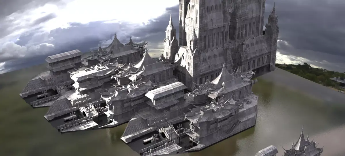 Waterfront Chinese style 3D model