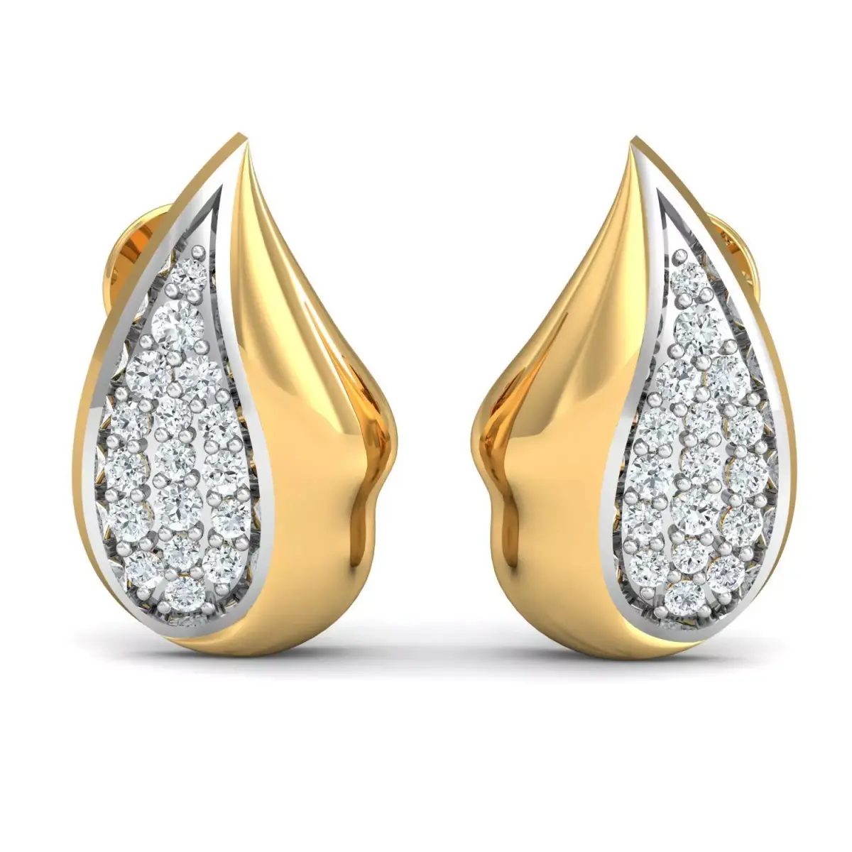Earring 3dm STL FBX OBJ Render Details diamond tear pendant gold 3D print model