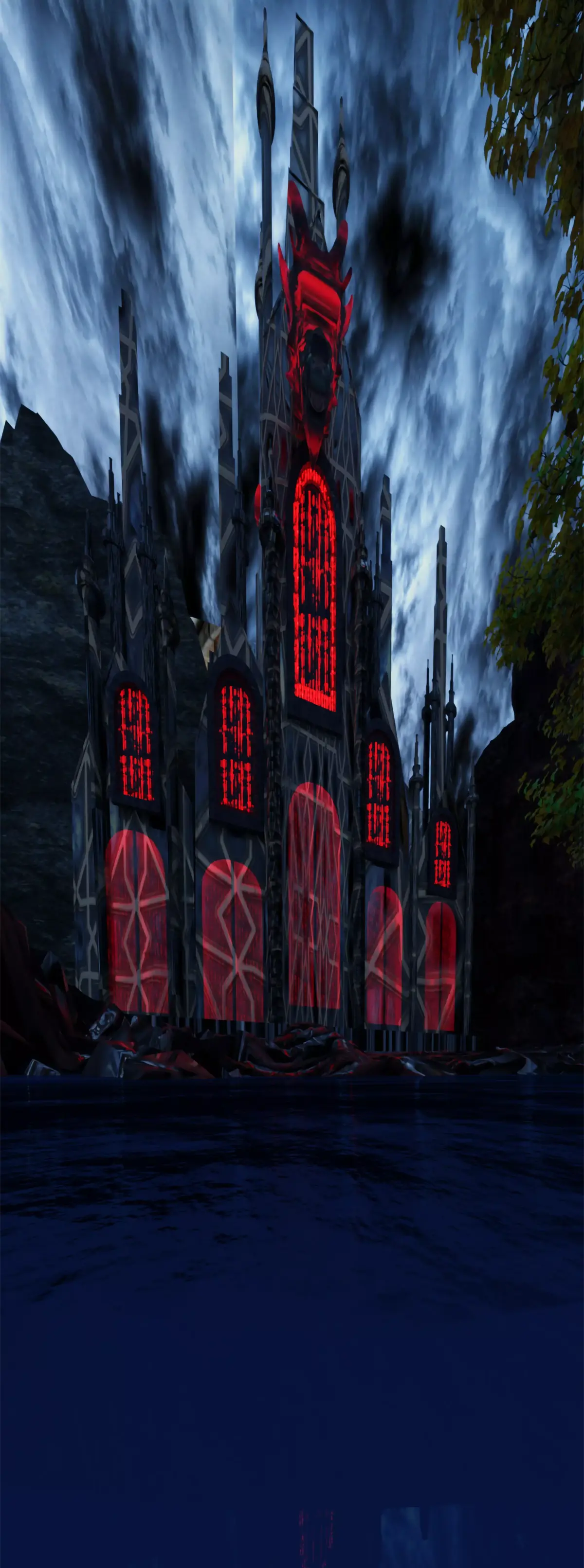 cyber temble Low-poly 3D model