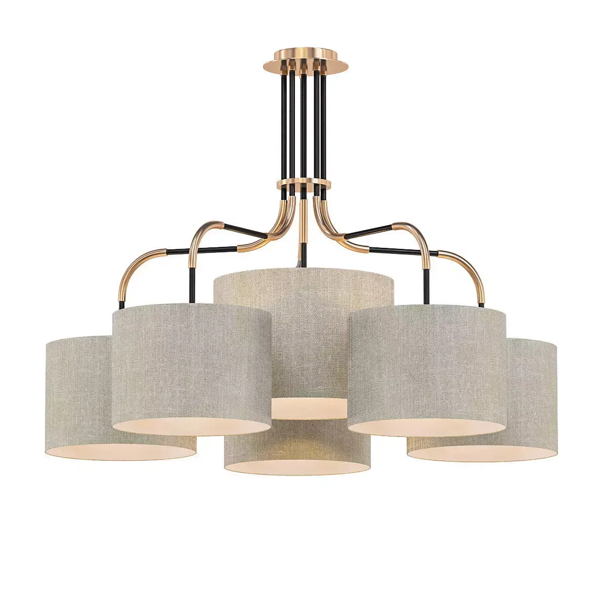 SL016 light chandelier in brass with shades 3D model