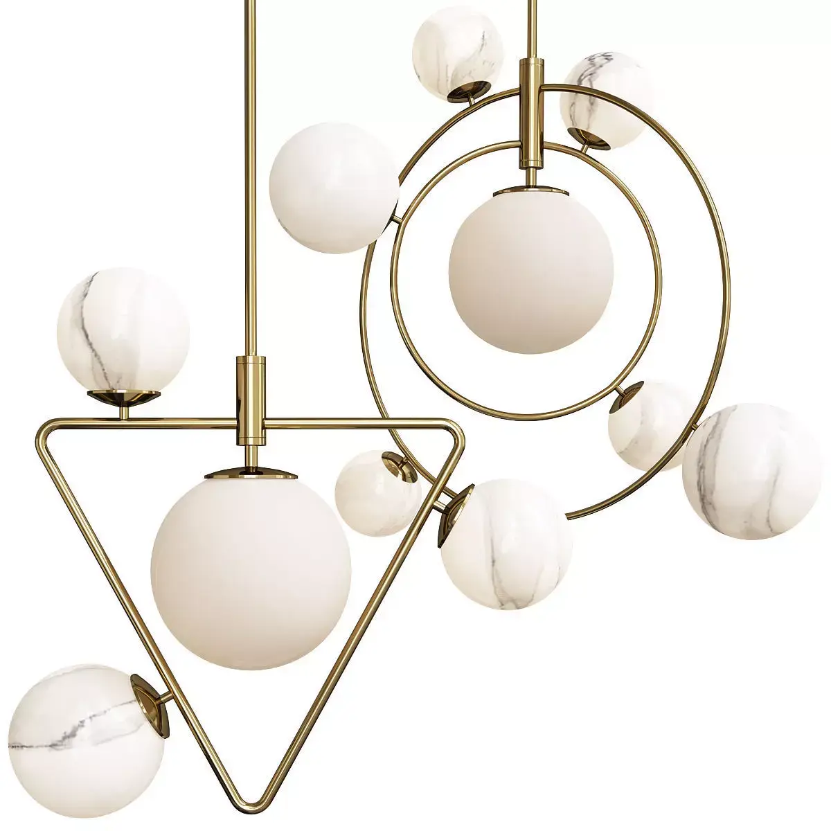 COSMOGONY A pendant light with marble balls hanging from it Low-poly 3D model