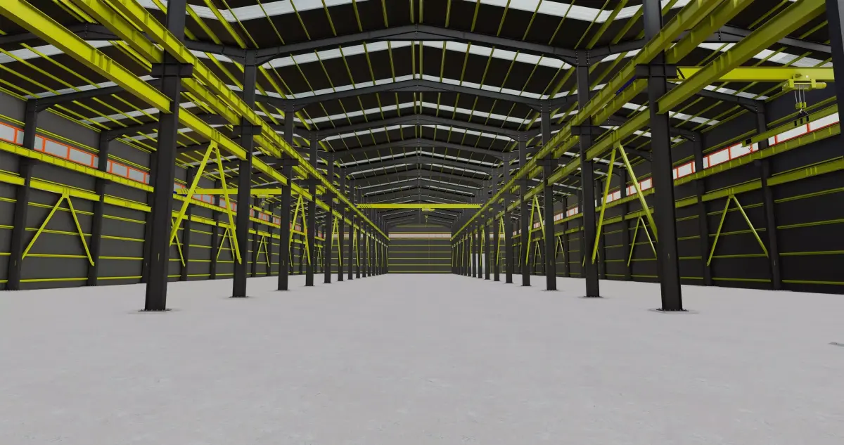 Steel Structure Warehouse-54mtx119mt Low-poly 3D model