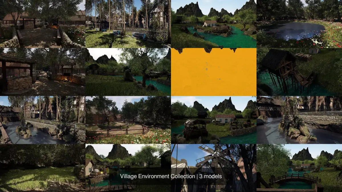 Village Environment Collection 3D Model Pack