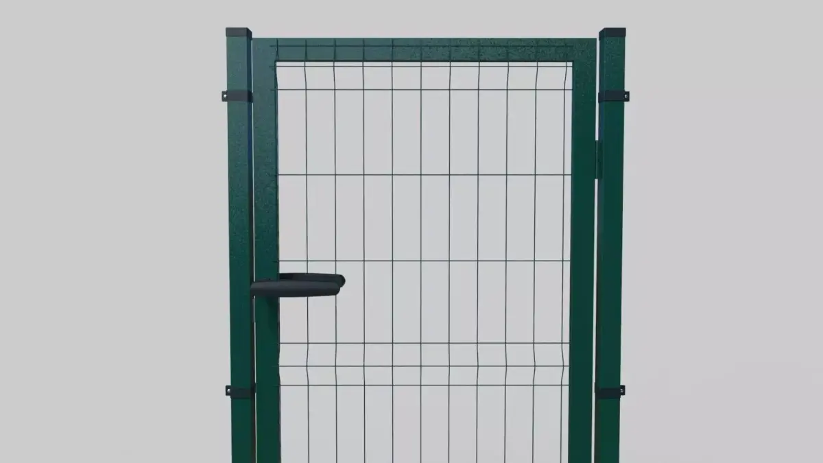 Metal Green Fence Door 3D model 3D model