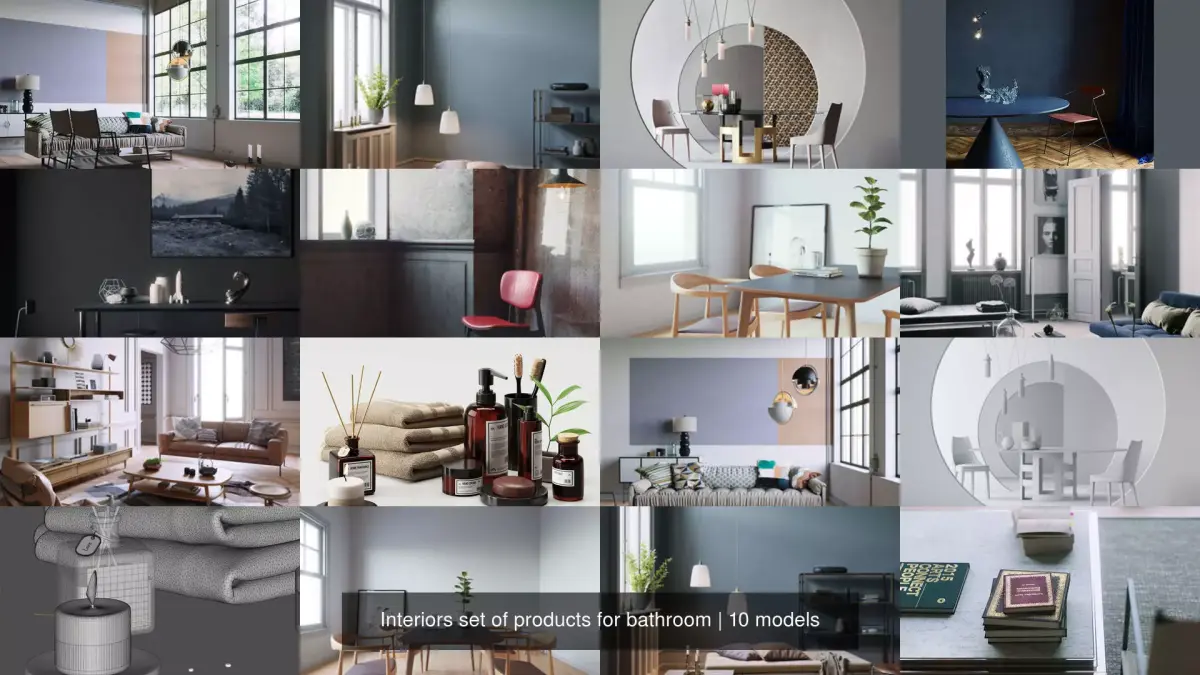 Interiors set of products for bathroom 3D Model Pack