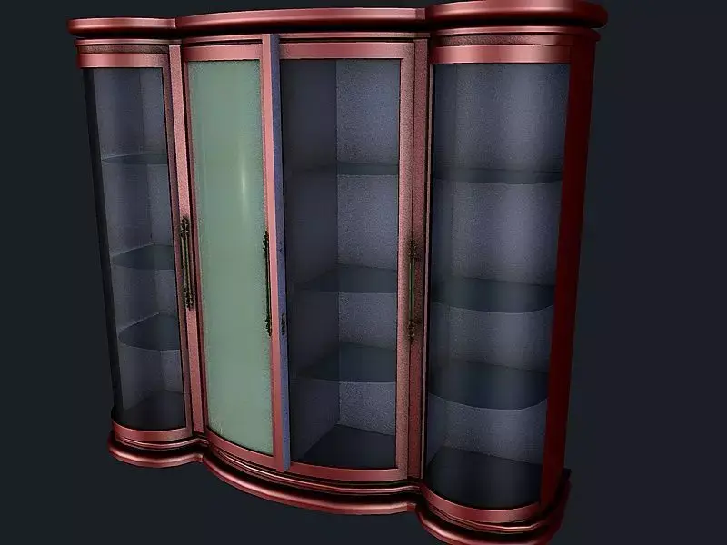 Buffet 4 cabinet with glass doors 3D model