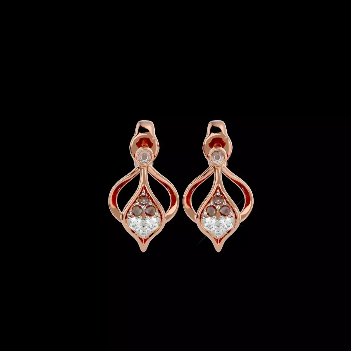Light Minimalist Diamond Earrings 3D print model 8