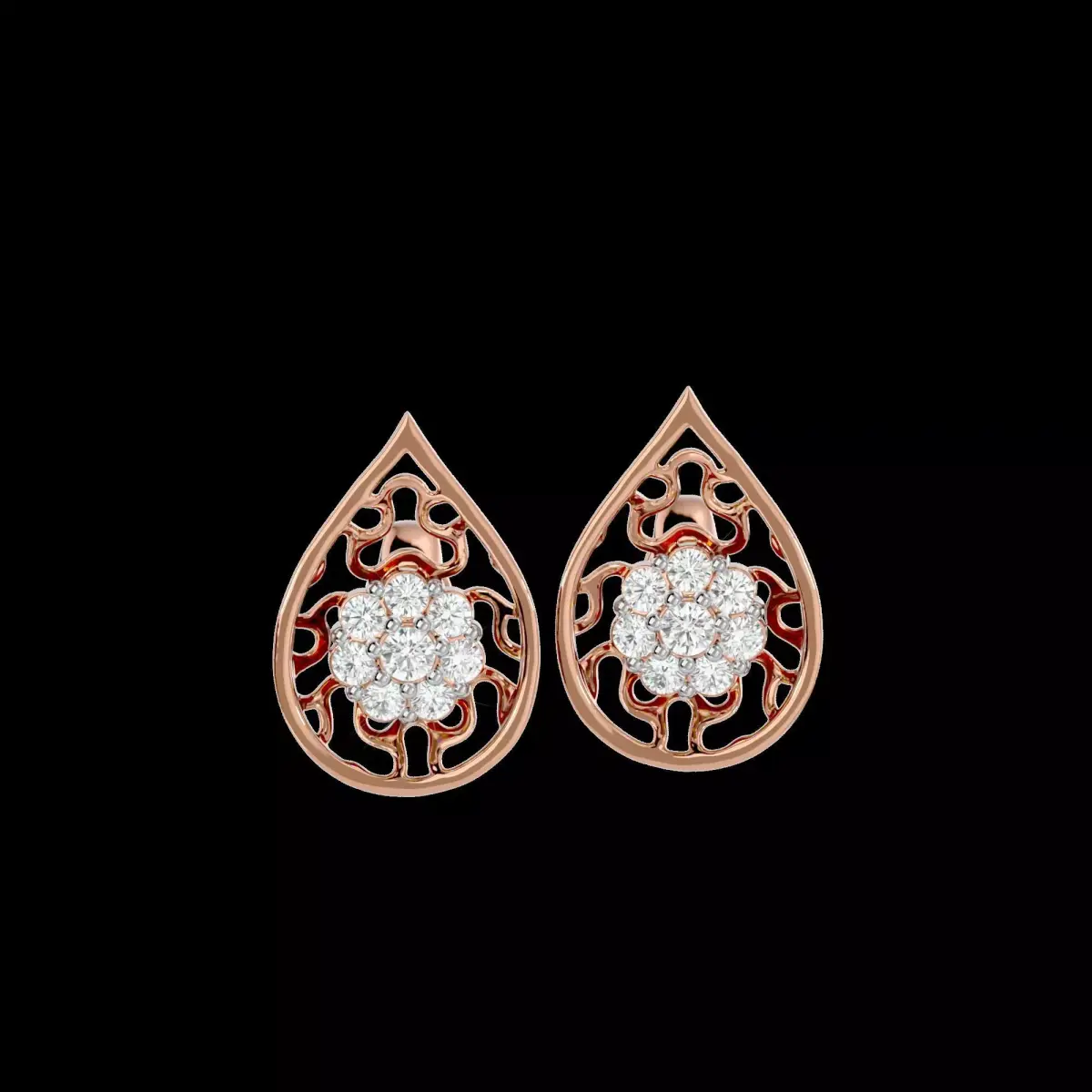 Light Minimalist Diamond Earrings 3D print model 9