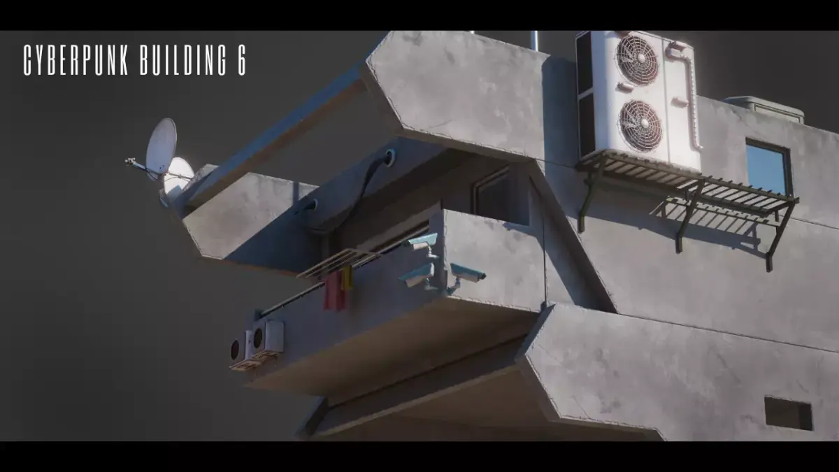 Dystopian Cyberpunk Building 6 Low-poly 3D model