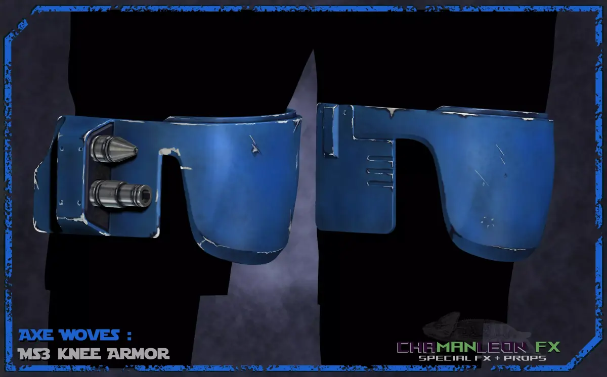 Axe Woves BoBF Knees The Mandalorian Cosplay Armor 3D print model