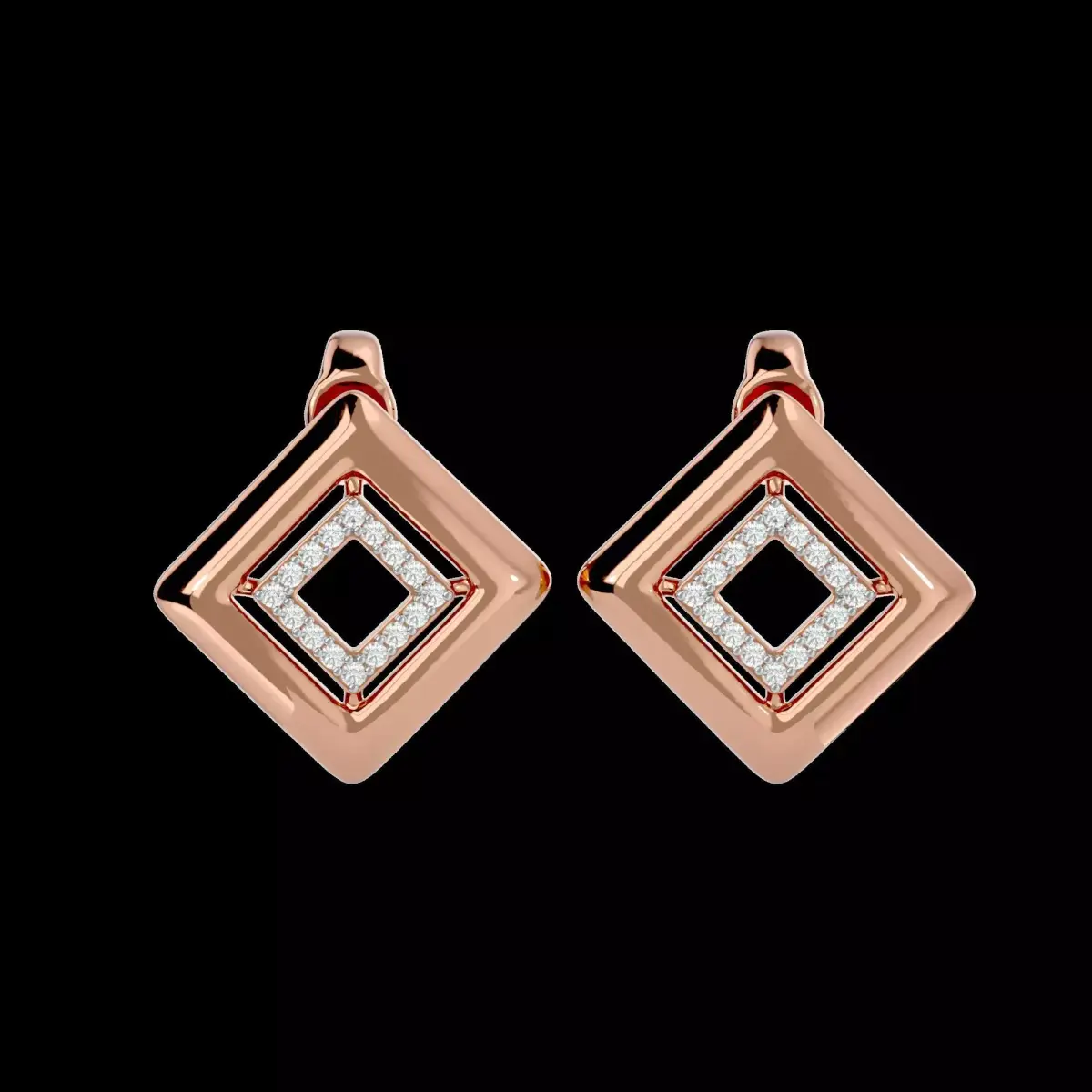 Light Minimalist Diamond Earrings 3D print model 5
