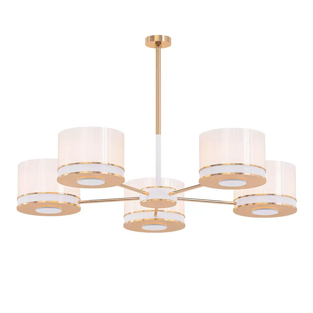 SL024 five light chandelier in gold with shades 3D model