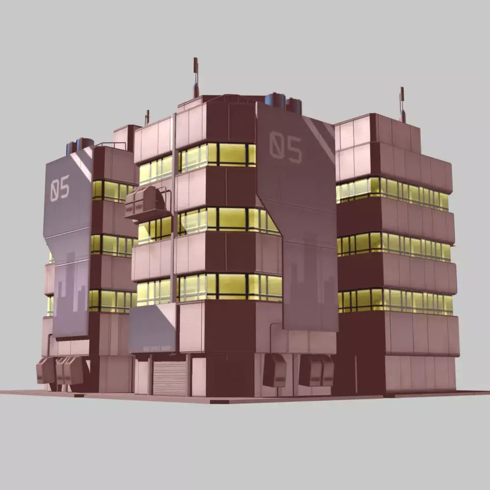 Apartment 1 building with number Low-poly 3D model