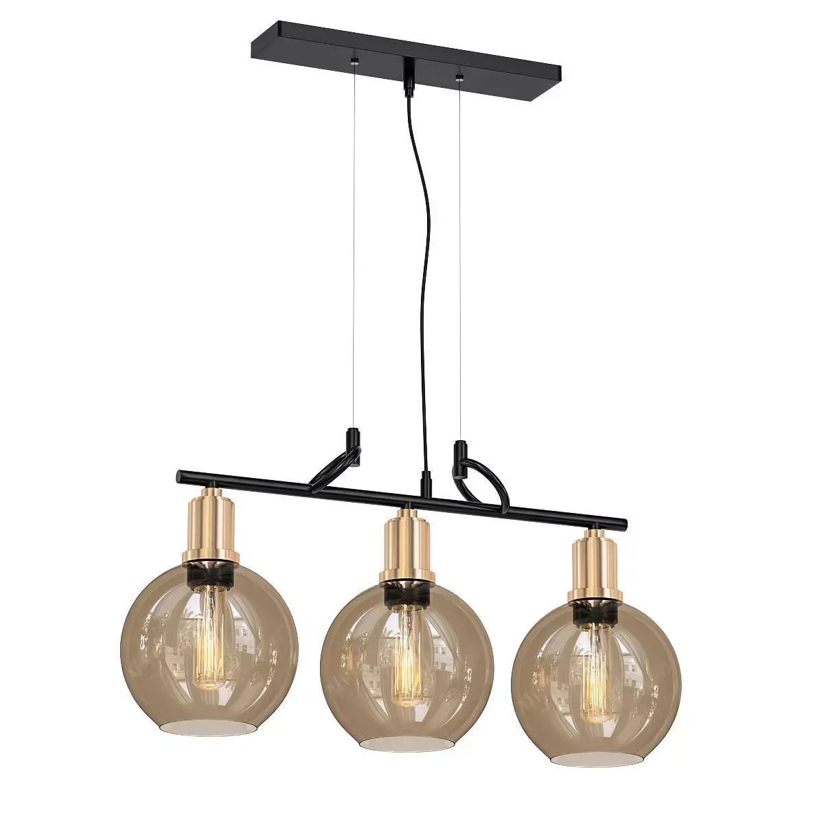4light three light pendant in gold and glass 3D model