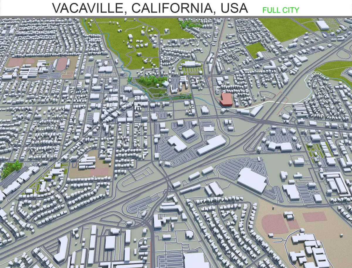 Vacaville California USA 25km Low-poly 3D model