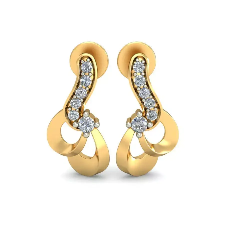 Earring 3dm STL OBJ FBX Render Details pair of diamond earrin... 3D print model