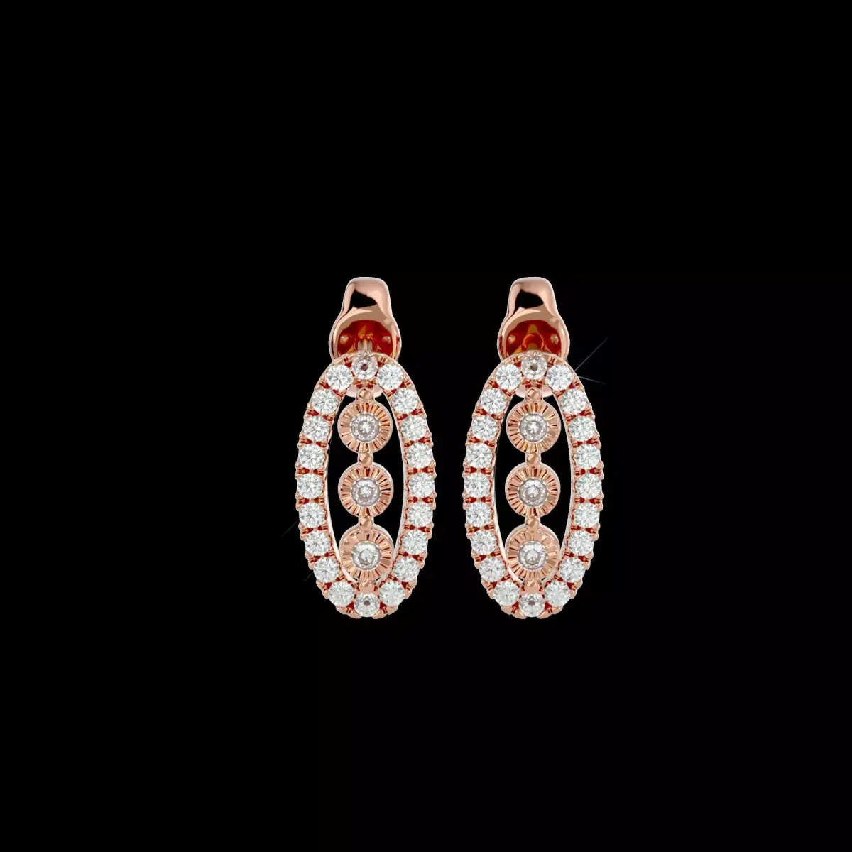 Light Minimalist Diamond Earrings 3D print model 4