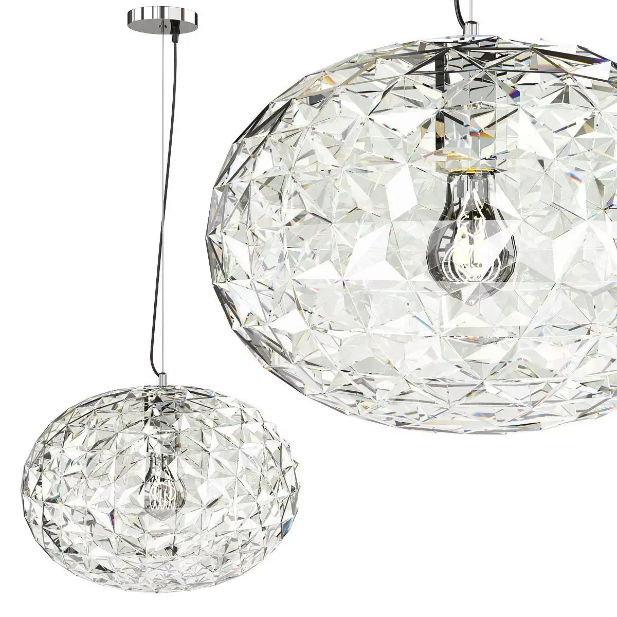 FILOMENA two crystal pendant lights hanging Low-poly 3D model