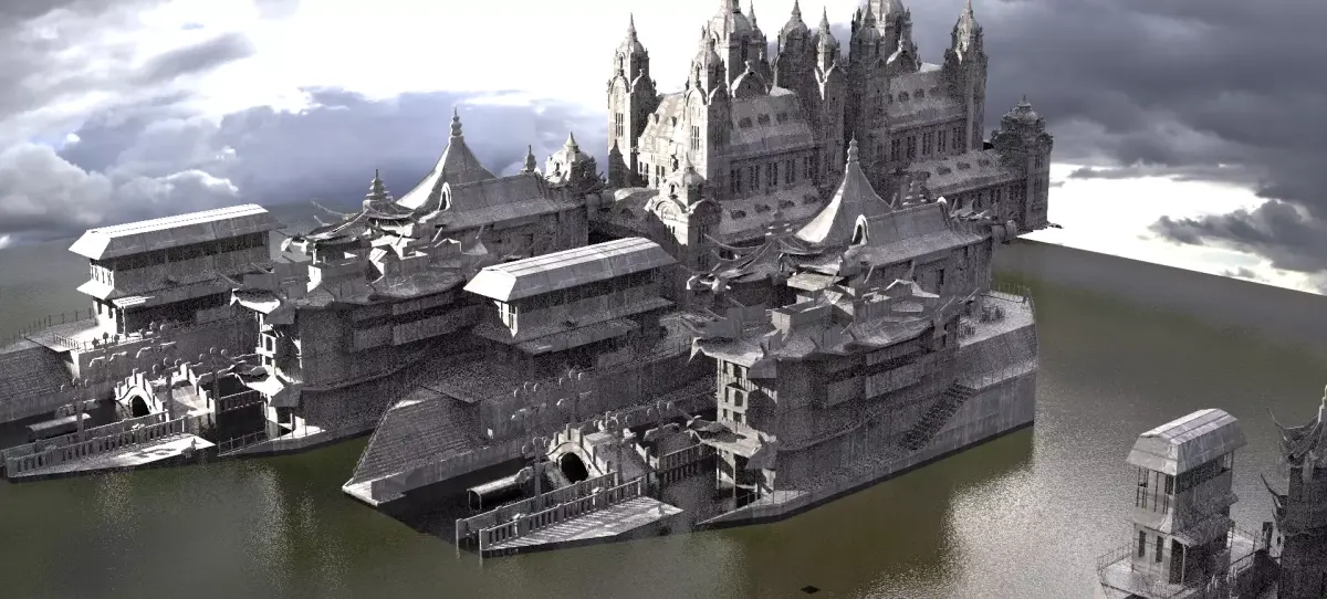 Waterfront Venice Asian Style 3D model