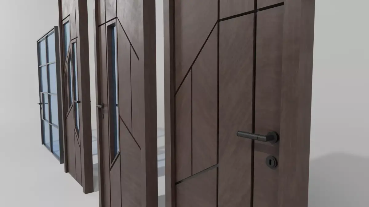 5 Doors Collection modern Free low-poly 3D model