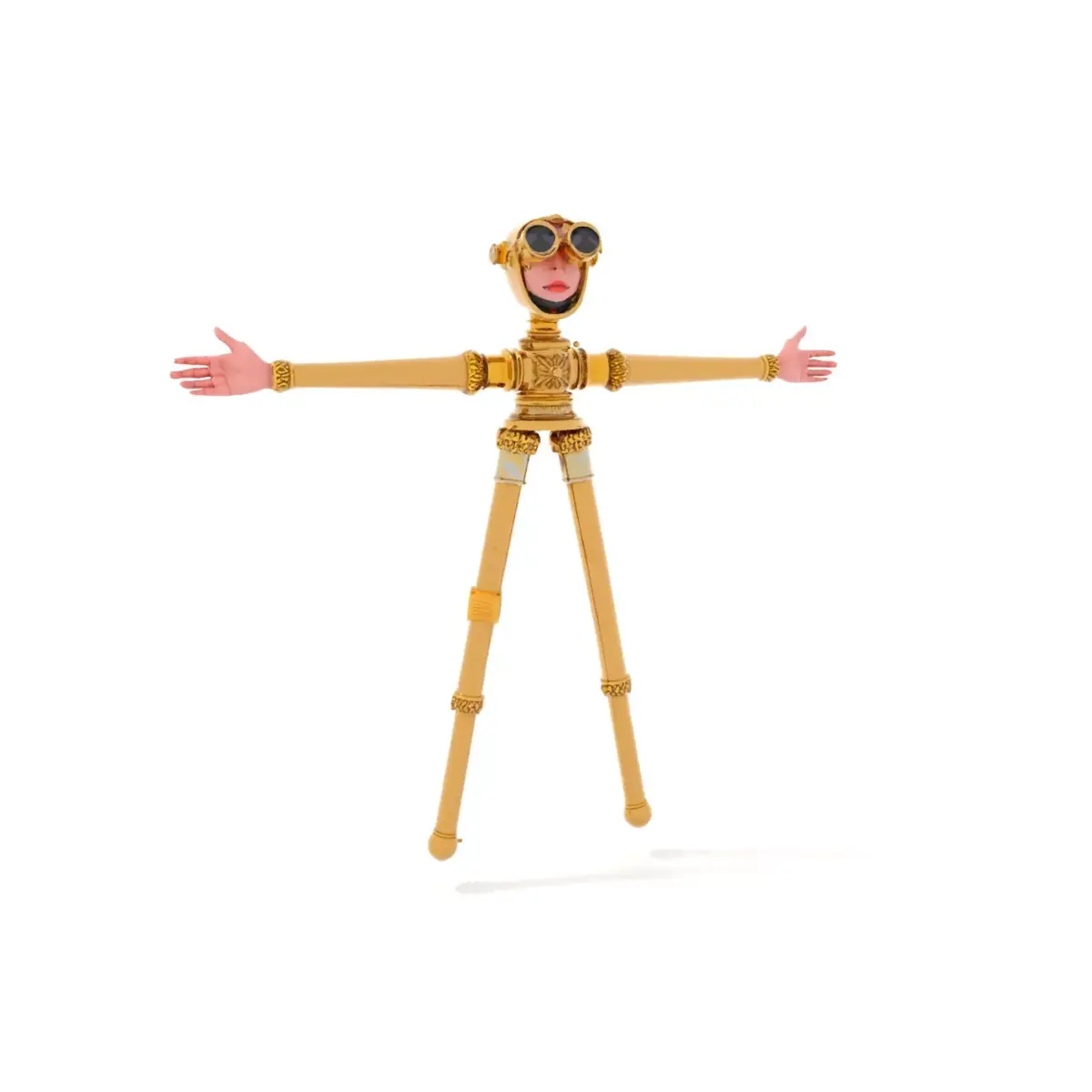 Gold Steampunk Robot model pack Low-poly 3D model