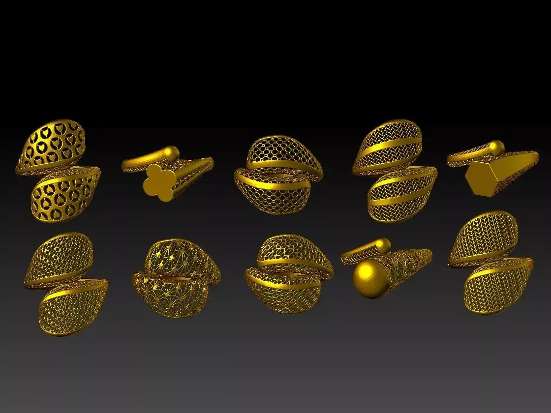 10 BEAUTIFUL LIGHT WEIGHT RINGS READY TO PRINT 3D Model Pack