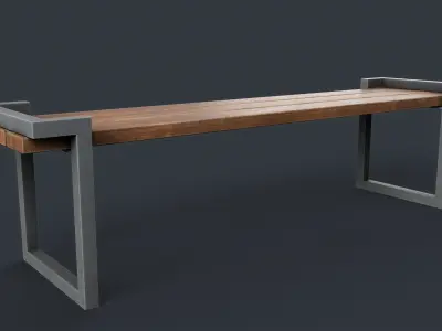 Modern Outdoor Bench 22 PBR Game Ready Low-poly 3D model