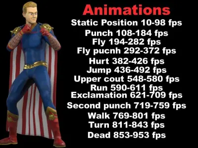 Homelander The boys 3D model Animated  Low-poly 3D model