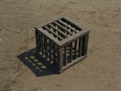 Medieval chicken crate Low-poly 3D model