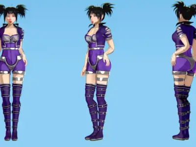 Cyberpunk Angel Flying Animation Low-poly 3D model