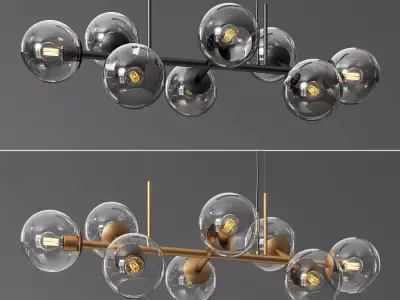 Staggered Glass Chandelier 8 Light 3D model