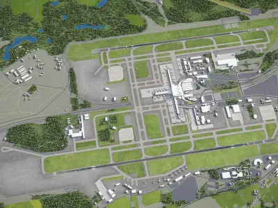 Oslo Gardermoen Airport Low-poly 3D model