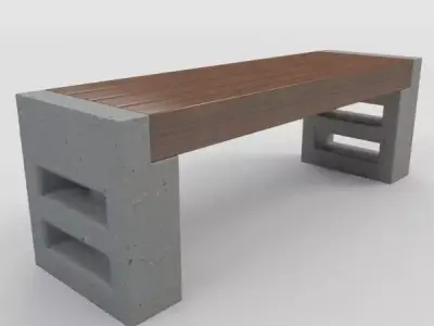 Outdoor Bench-3 3D model