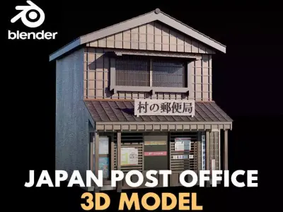 japan wooden post office Low-poly 3D model