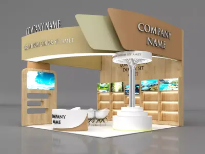 Booth Exhibition Stand Stall 6x6m Height 500 cm 3 Side Open 3D model get