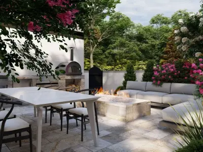 3D Exterior Scene 3D model design garden and landscape 3D 3D model