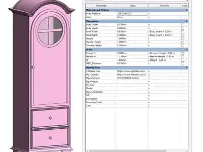Kids Wardrobe Set Revit Family  Parametric 3D model