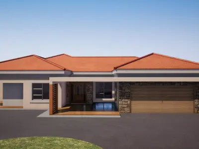 FOUR BEDROOM RESIDENTIAL Low-poly 3D model