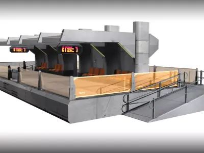 SciFi Tram Station Low-poly 3D model